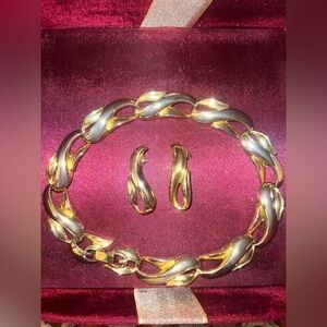 Gold & Silver Necklace + Earrings Set